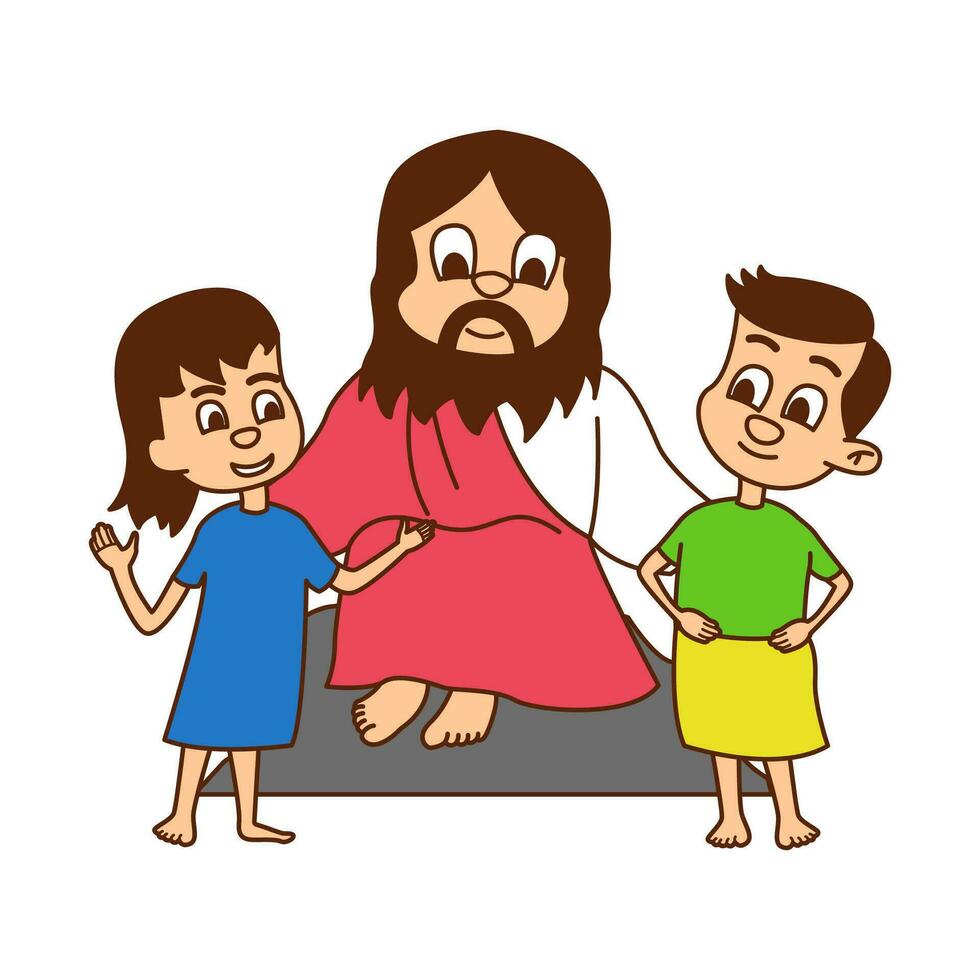 Karikatur Design von Jesus Christus Lehren Kinder vektor