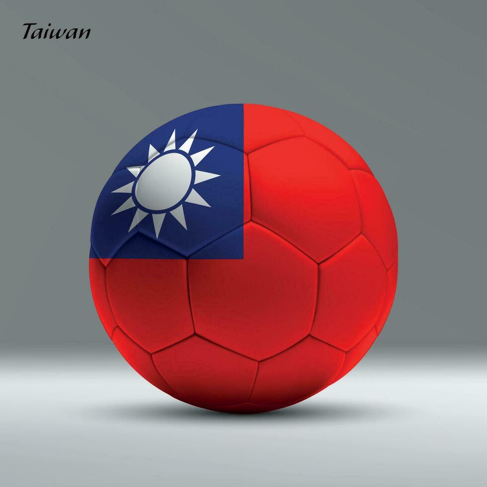 3d realistisk fotboll boll imed flagga av taiwan på studio bakgrund vektor