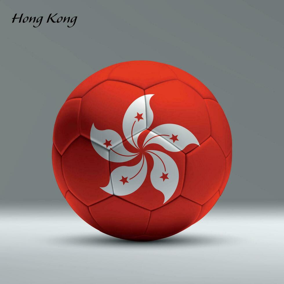 3d realistisch Fußball Ball ich mit Flagge von Hong kong auf Studio Hintergrund vektor