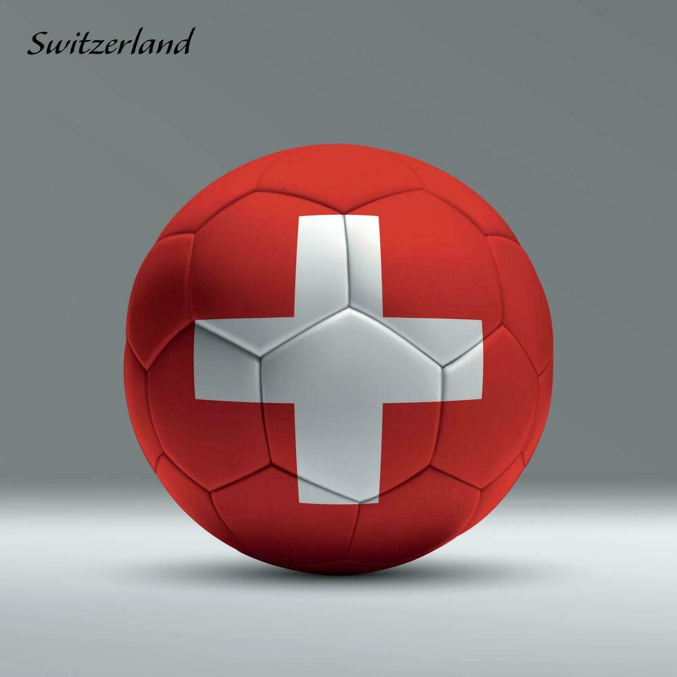 3d realistisch Fußball Ball ich mit Flagge von Schweiz auf Studio Hintergrund vektor