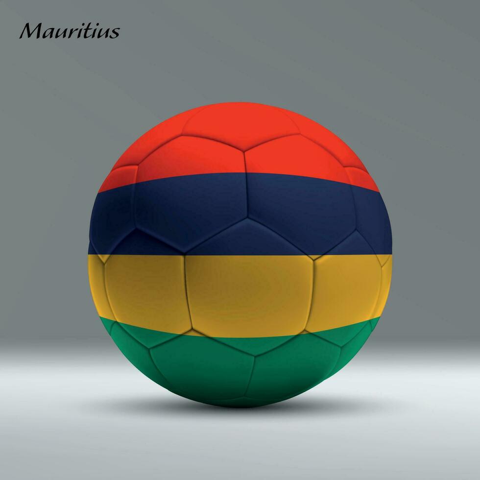 3d realistisch Fußball Ball ich mit Flagge von Mauritius auf Studio Hintergrund vektor