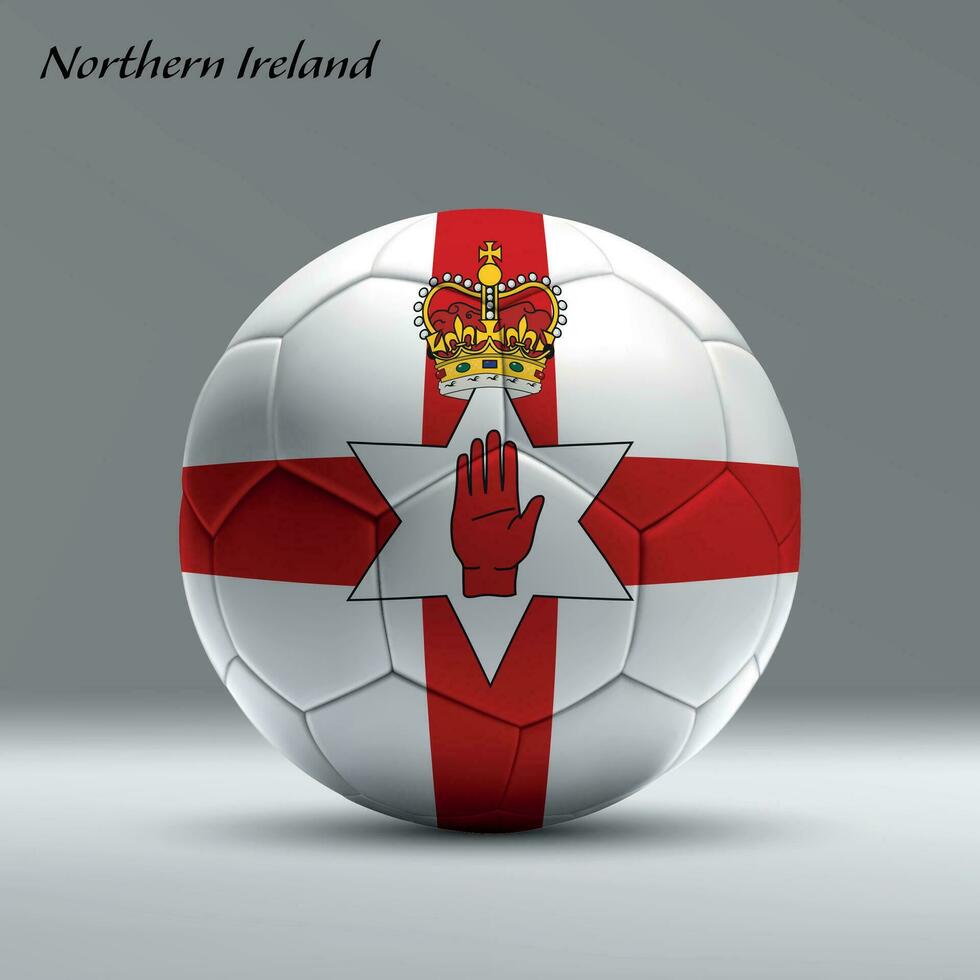 3d realistisk fotboll boll imed flagga av nordlig irland på studio bakgrund vektor