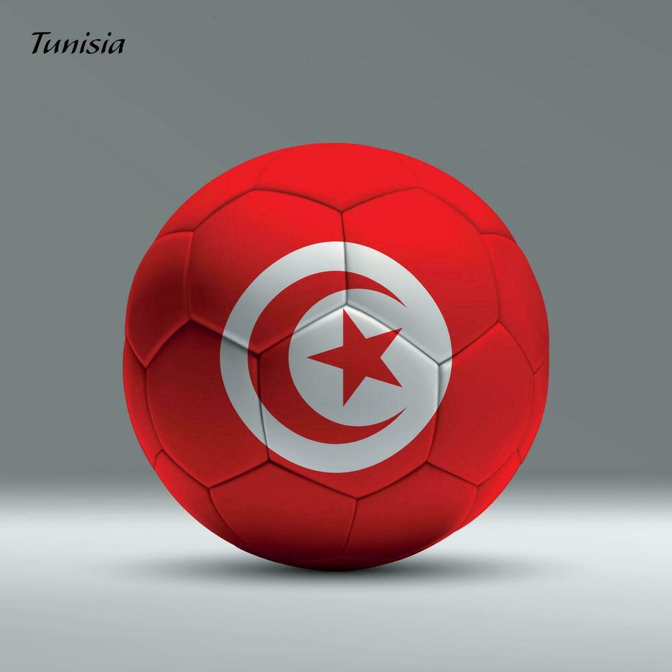3d realistisch Fußball Ball ich mit Flagge von Tunesien auf Studio Hintergrund vektor