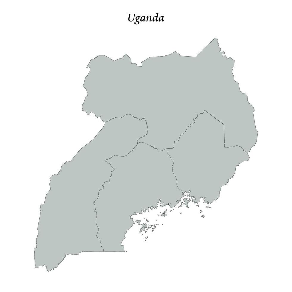 enkel platt Karta av uganda med gränser vektor