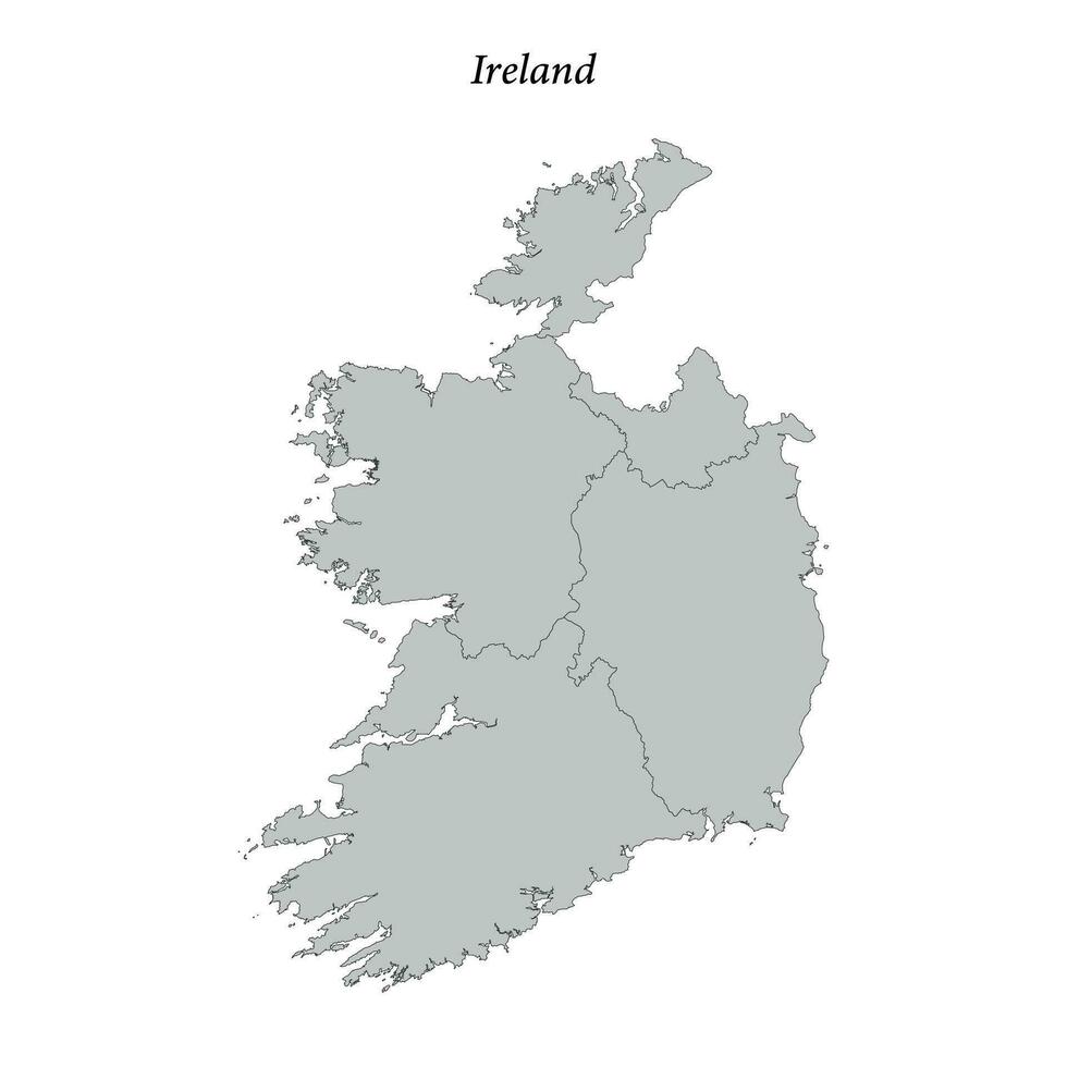 enkel platt Karta av irland med gränser vektor