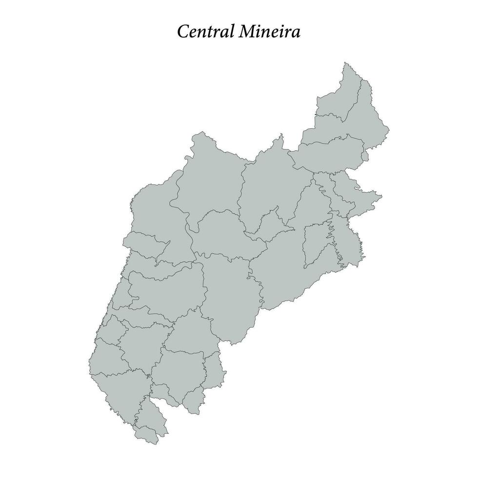 Karte von zentral mineira ist ein Mesoregion im minas Gerais mit Grenzen Gemeinden vektor