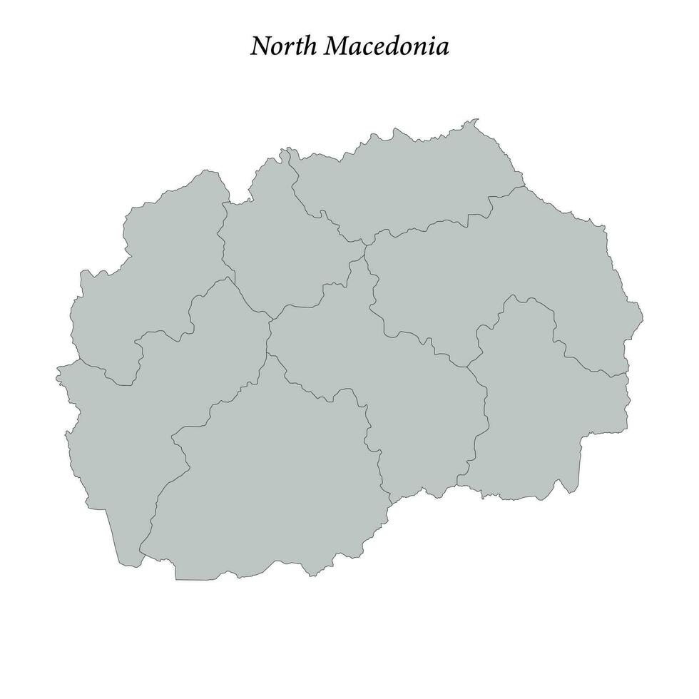 einfach eben Karte von Norden Mazedonien mit Grenzen vektor