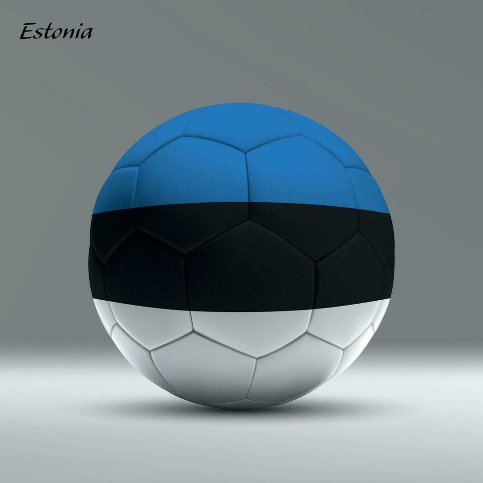 3d realistisk fotboll boll imed flagga av estland på studio bakgrund vektor