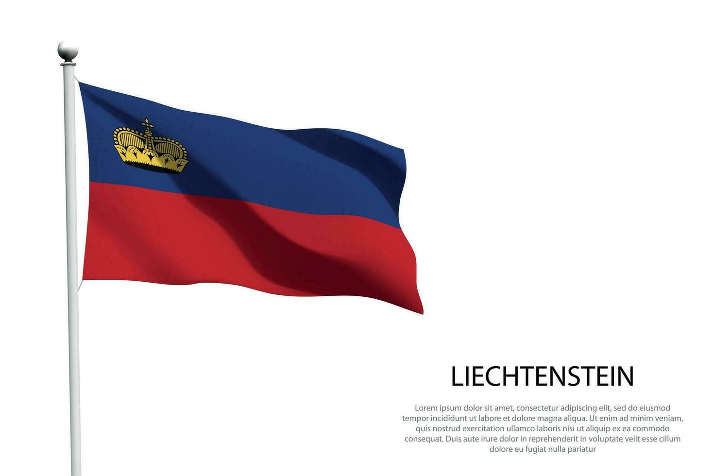 National Flagge Liechtenstein winken auf Weiß Hintergrund vektor