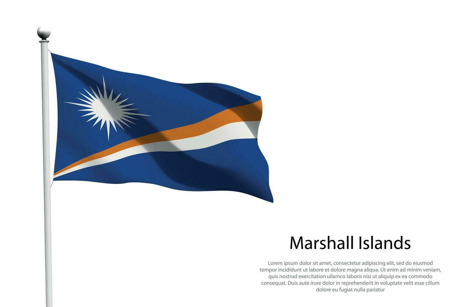 National Flagge Marshall Inseln winken auf Weiß Hintergrund vektor