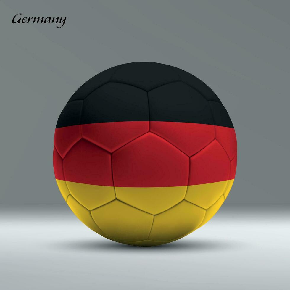 3d realistisch Fußball Ball ich mit Flagge von Deutschland auf Studio Hintergrund vektor