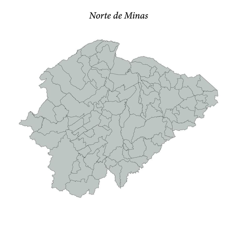 Karte von norte de minas ist ein Mesoregion im minas Gerais mit Grenzen Gemeinden vektor