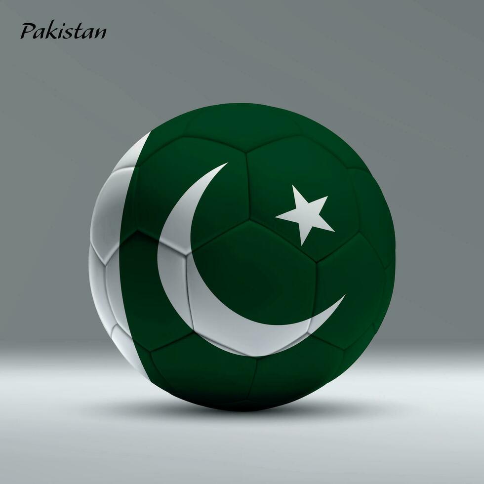 3d realistisch Fußball Ball ich mit Flagge von Pakistan auf Studio Hintergrund vektor
