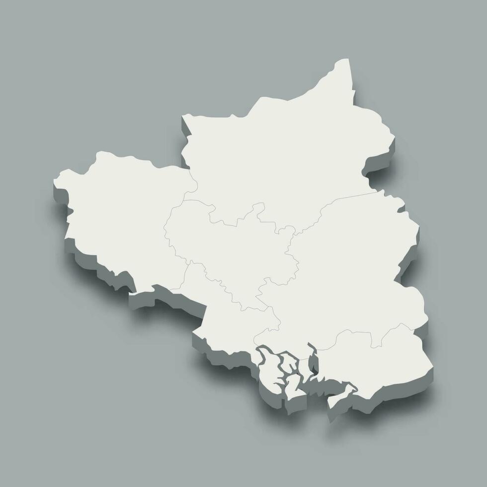 3d isometrisk Karta sydöst område av vietnam, vektor