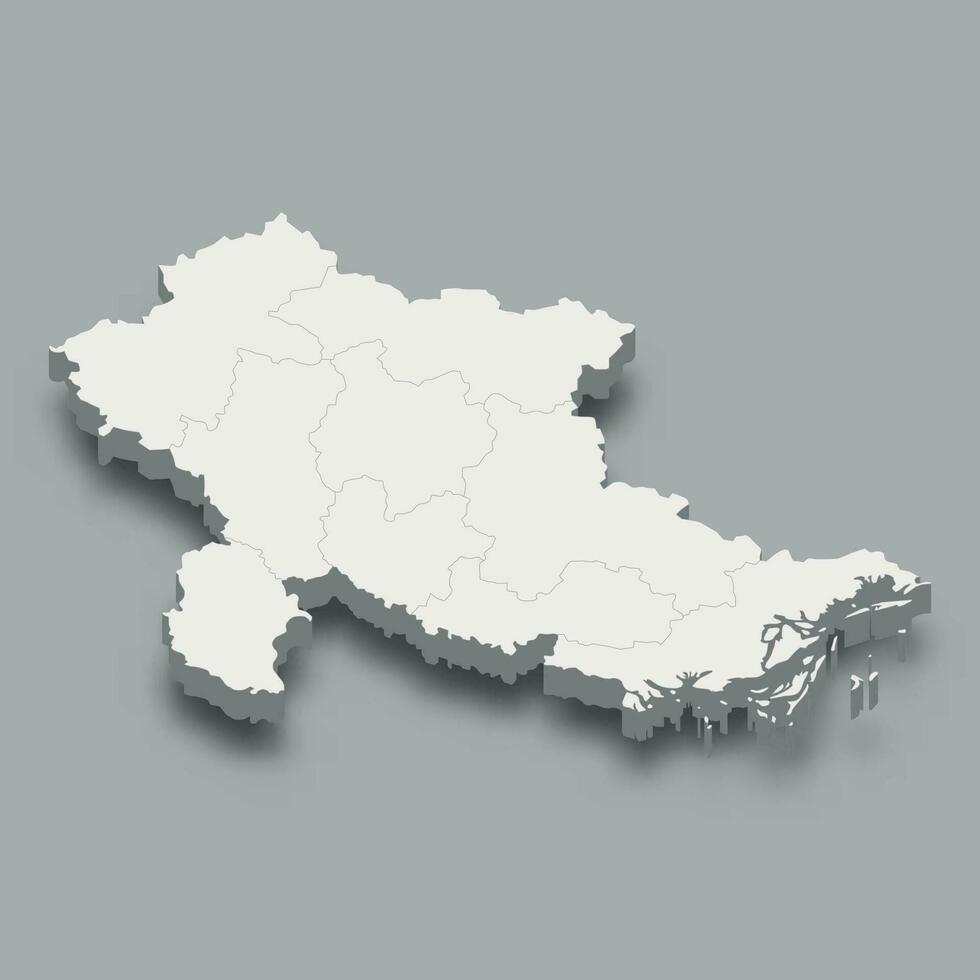 3d isometrisch Karte Nordost- Region von Vietnam, vektor