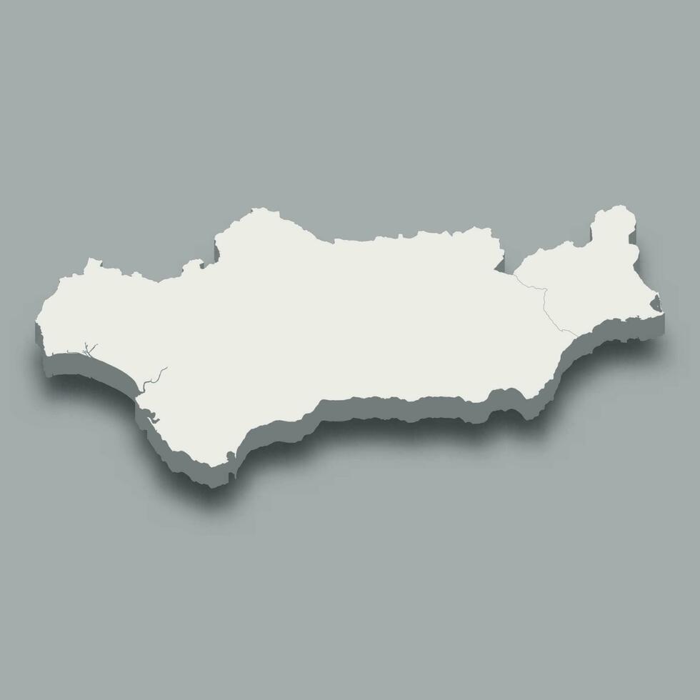 3d isometrisch Karte Süd Region von Spanien vektor