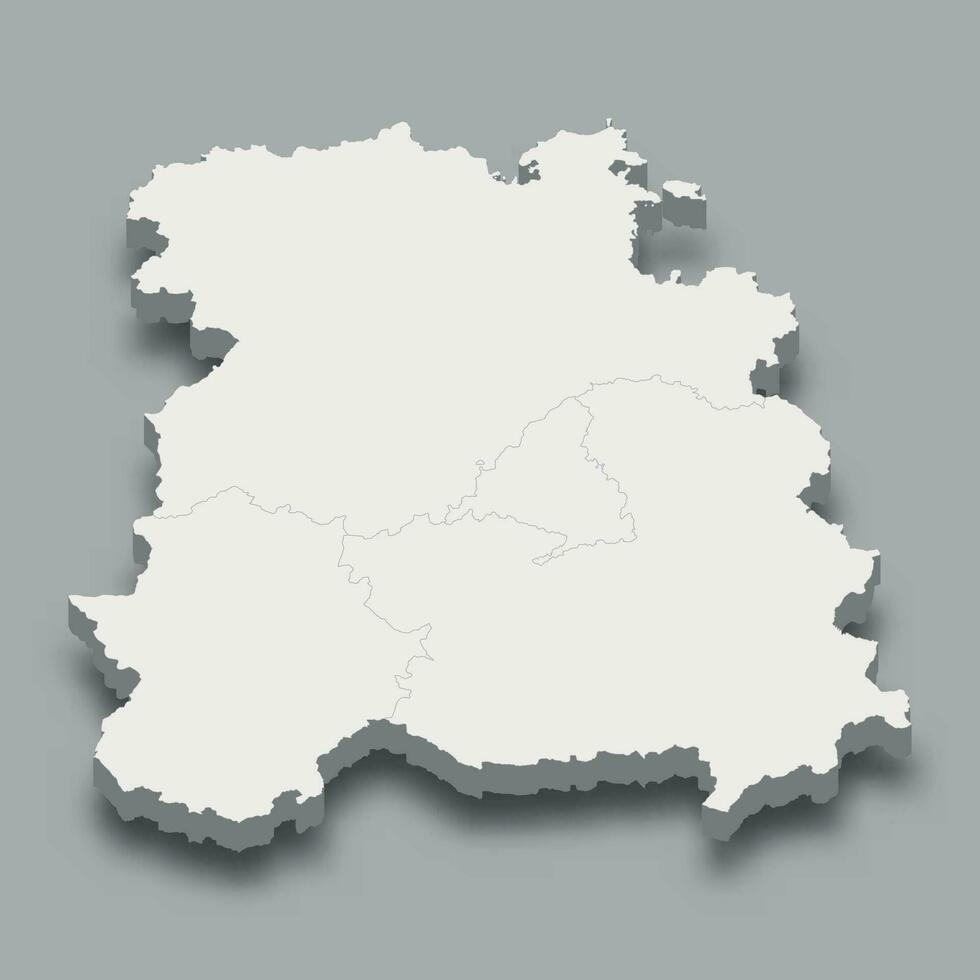 3d isometrisch Karte Center Region von Spanien vektor