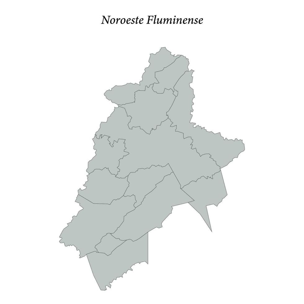 Karta av noroeste fluminense är en mesoregion i rio de janeiro med gränser kommuner vektor