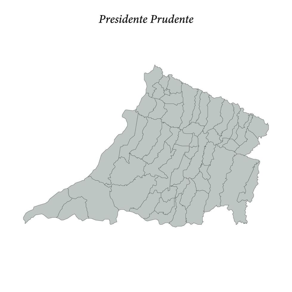 Karta av president försiktig är en mesoregion i sao paulo med gränser kommuner vektor