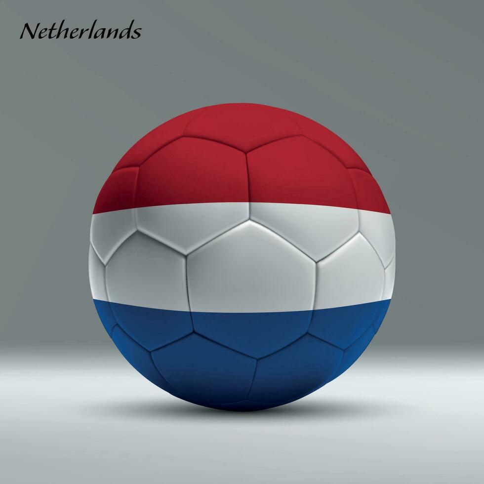 3d realistisch Fußball Ball ich mit Flagge von Niederlande auf Studio Hintergrund vektor