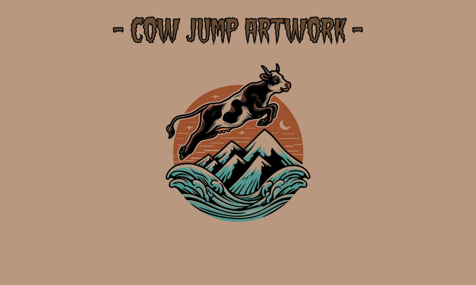 Kuh springen im Berg Vektor Maskottchen Design