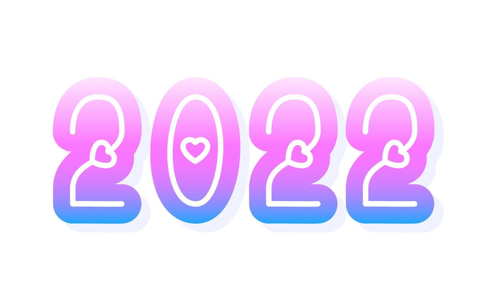 2022 älskar nyår vektor illustration. alla hjärtans dag 2022 hjärta tecknad typsnitt 3d koncept bakgrund. vektor illustration.