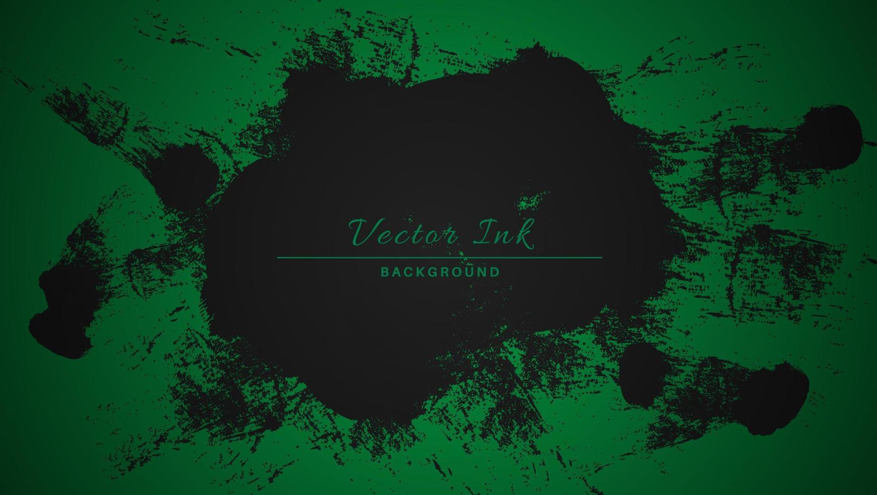 abstraktes Chaos schwarzer Tintentropfen in grünem Hintergrund vektor
