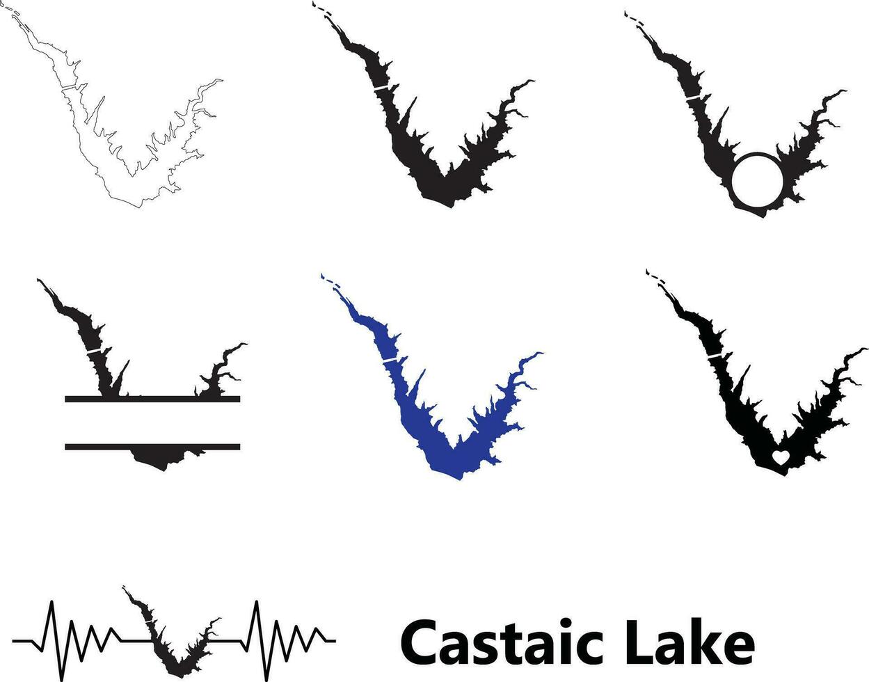 castaisch See Symbol. castaisch See unterzeichnen. Kalifornien Karte Form. eben Stil. vektor