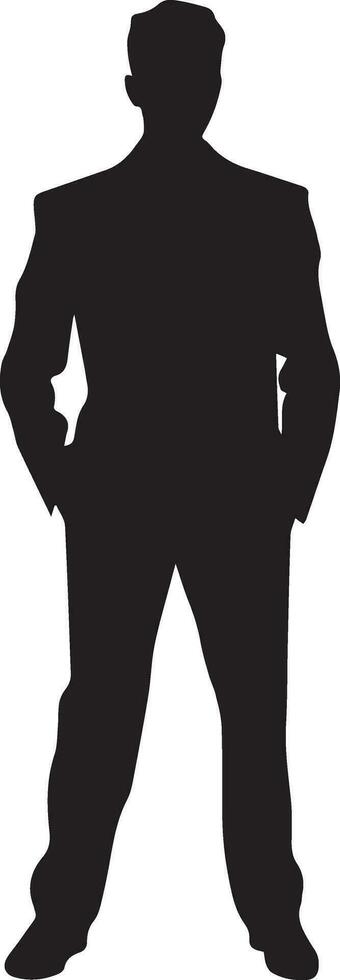 Geschäft Mann Stehen Pose Vektor Silhouette, schwarz Farbe Silhouette