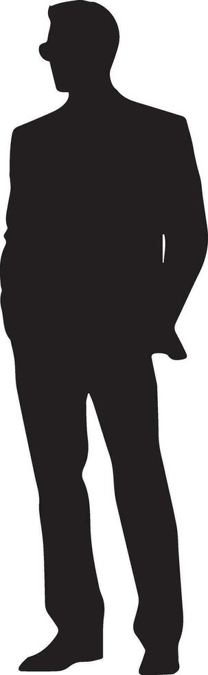 Geschäft Mann Stehen Pose Vektor Silhouette, schwarz Farbe Silhouette
