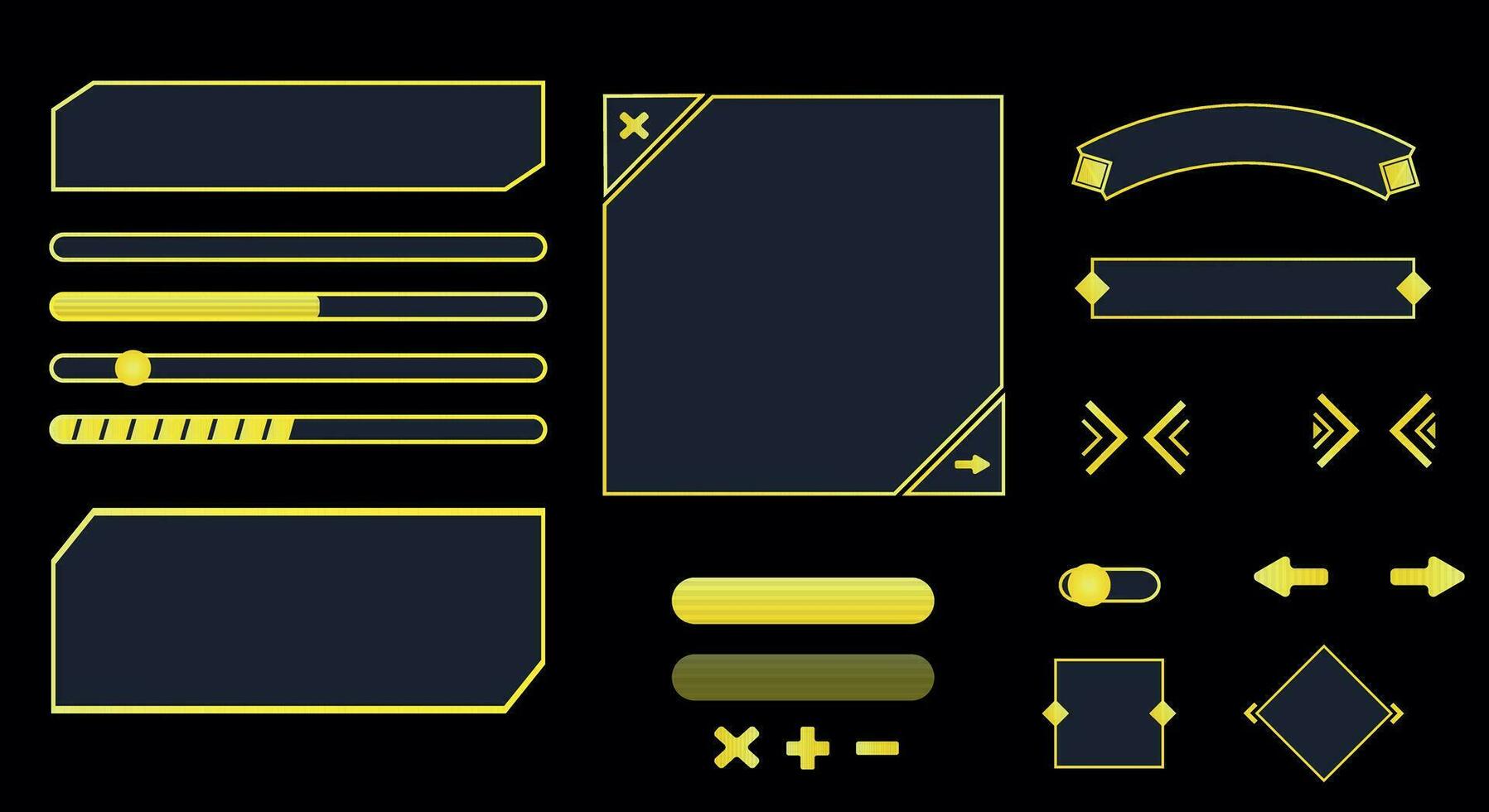 metall element och ramar för spel. neon element för spel, ramar och knappar. vektor illustration