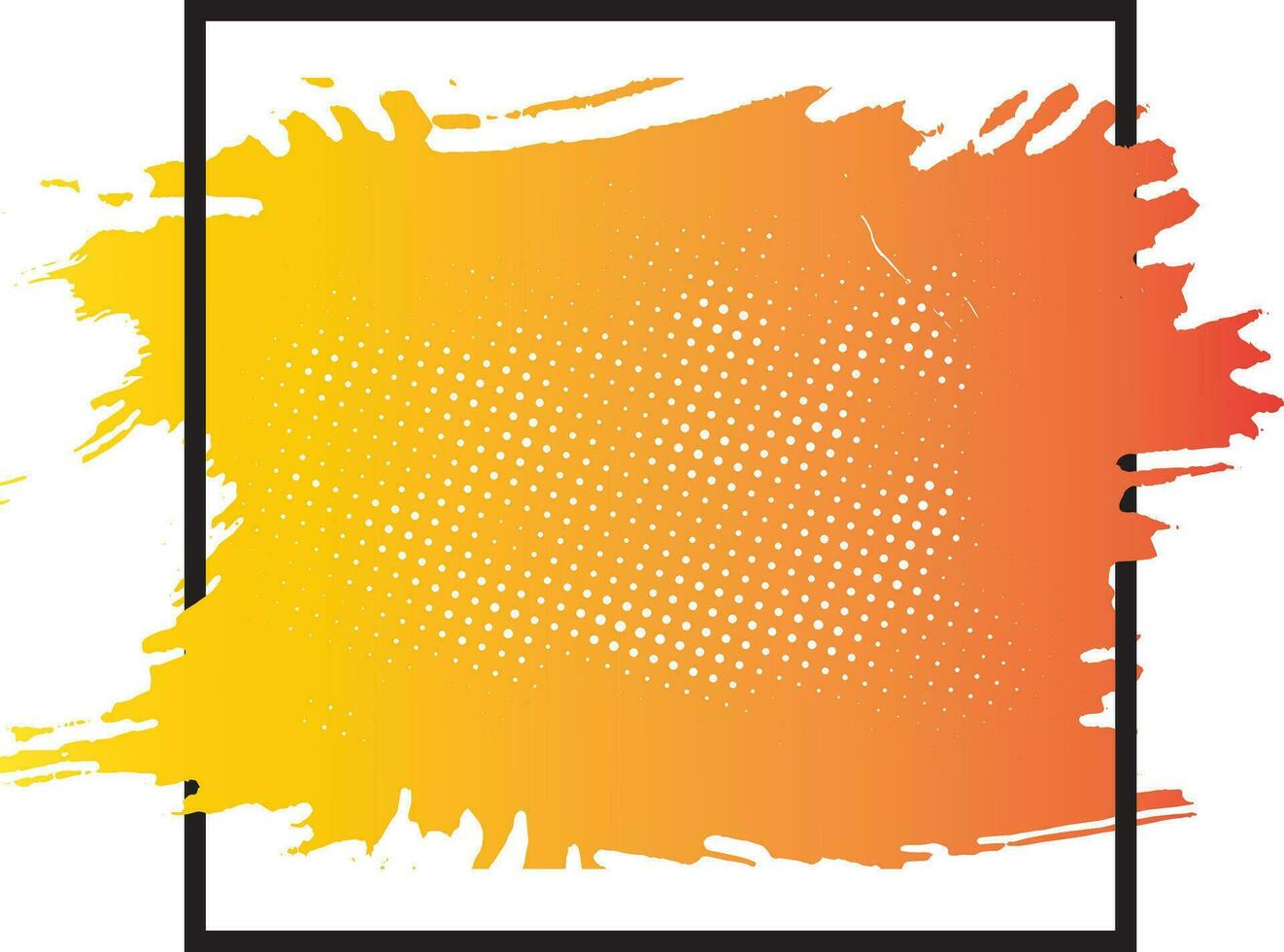 abstrakt borsta stroke ram, orange och gul måla stänker på en vit bakgrund vektor