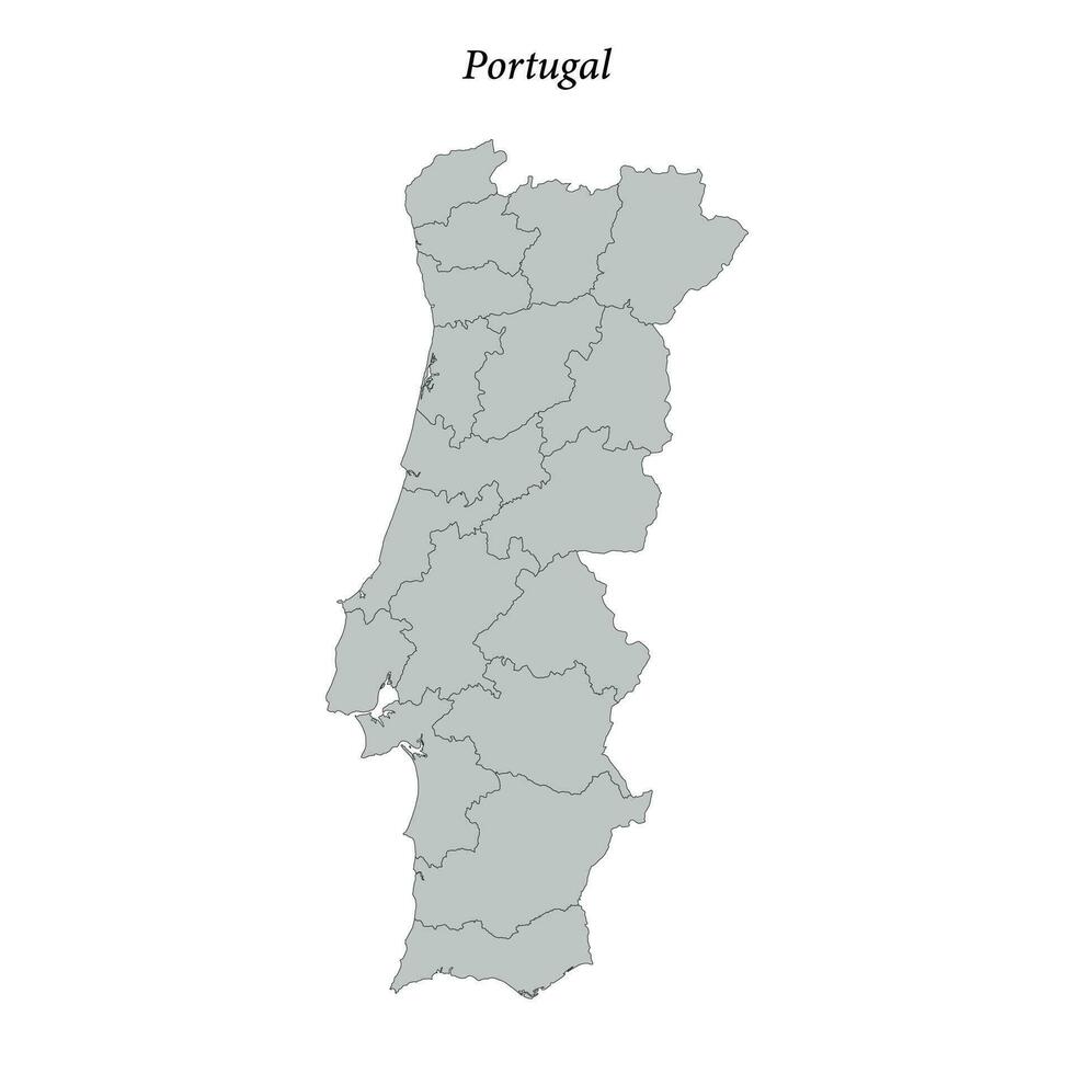 enkel platt Karta av portugal med gränser vektor