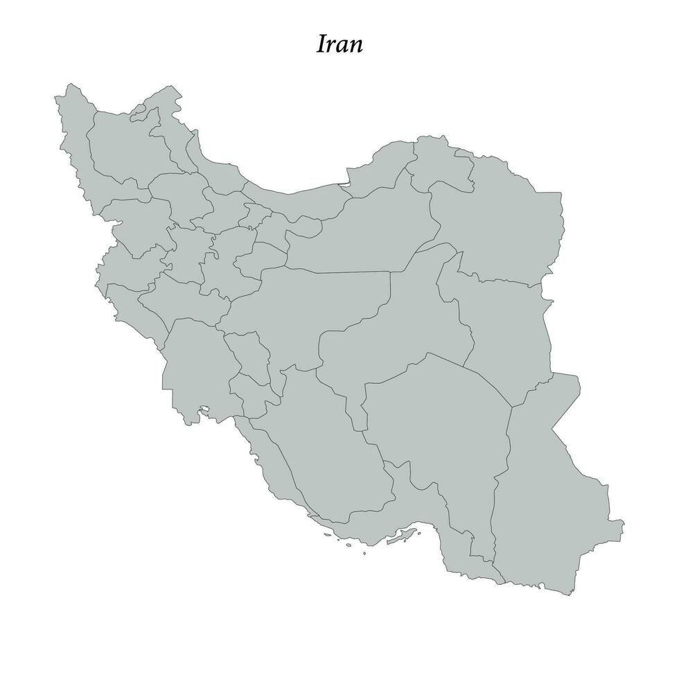 enkel platt Karta av iran med gränser vektor