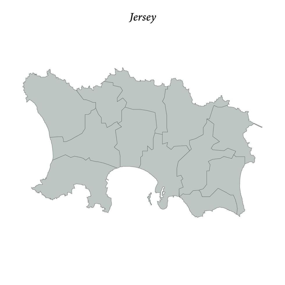 einfach eben Karte von Jersey mit Grenzen vektor