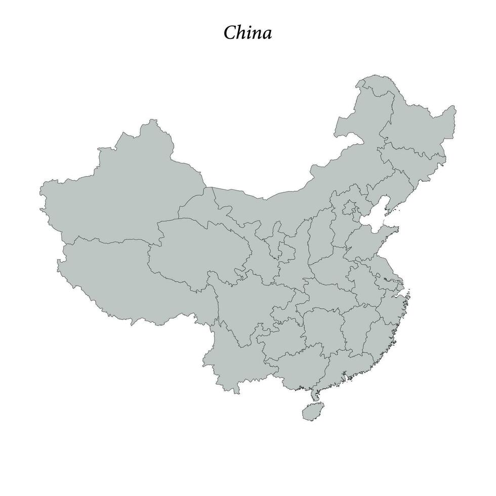 einfach eben Karte von China mit Grenzen vektor