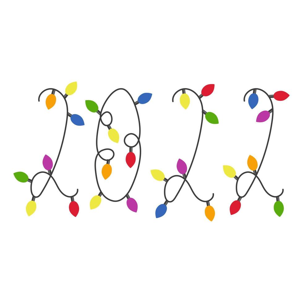 krans med starka ljus gjorda av nummer 2022. platt vektor illustration isolerad på vit bakgrund.