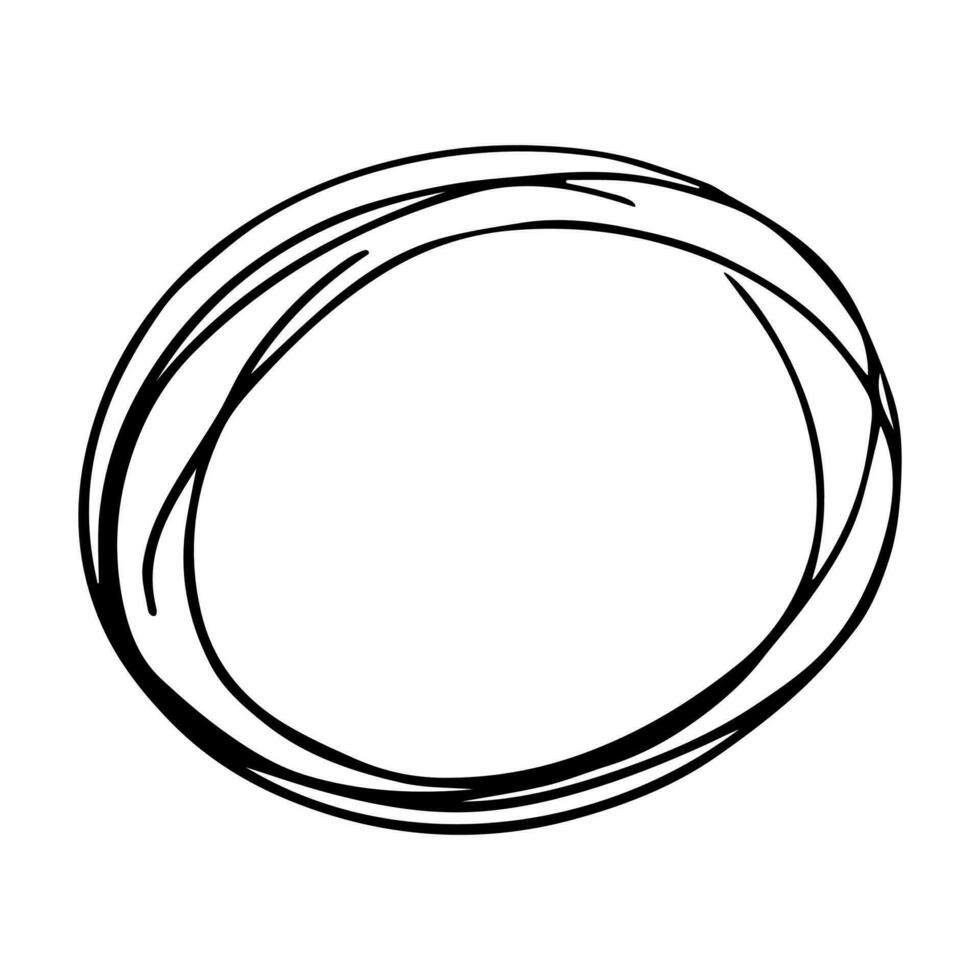 hand dragen markera oval illustration. markör ram ClipArt. bläck klottra cirkel. enda element vektor
