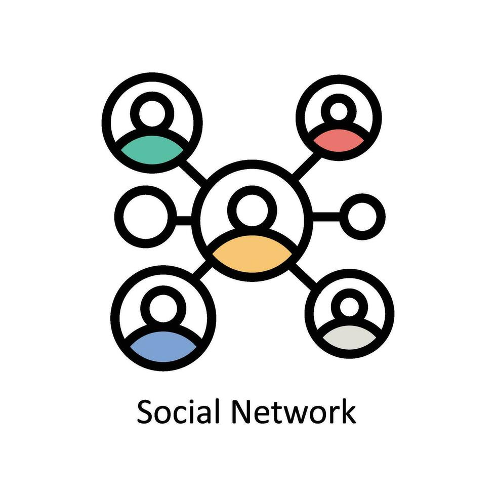 social nätverk vektor fylld översikt ikon design illustration. företag och förvaltning symbol på vit bakgrund eps 10 fil