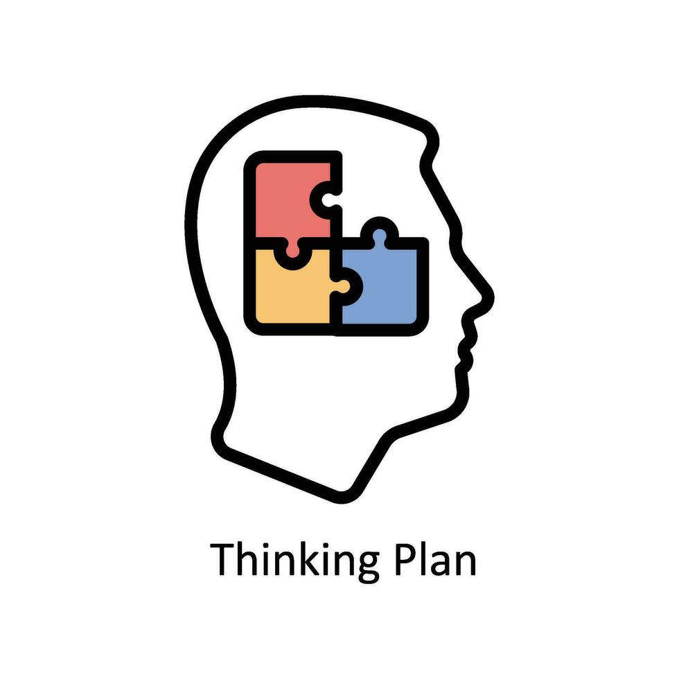 Denken planen Vektor gefüllt Gliederung Symbol Design Illustration. Geschäft und Verwaltung Symbol auf Weiß Hintergrund eps 10 Datei
