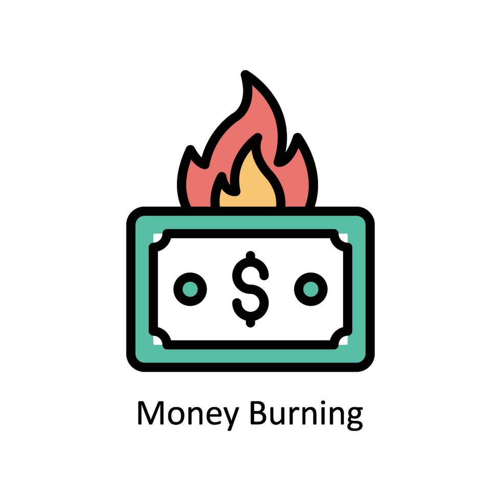 Geld Verbrennung Vektor gefüllt Gliederung Symbol Design Illustration. Geschäft und Verwaltung Symbol auf Weiß Hintergrund eps 10 Datei