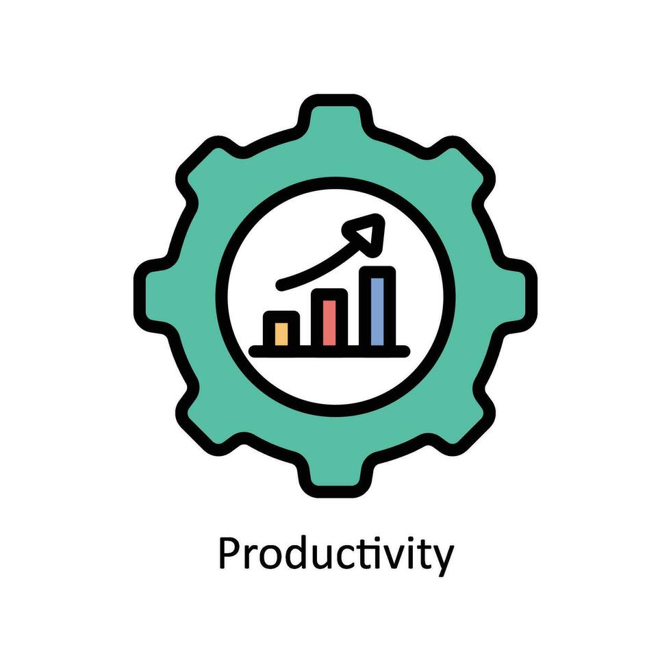 produktivitet vektor fylld översikt ikon design illustration. företag och förvaltning symbol på vit bakgrund eps 10 fil