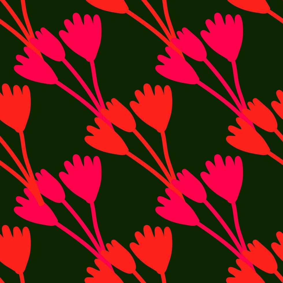 blomning tulpaner och botanisk element i vibrerande färger. vektor