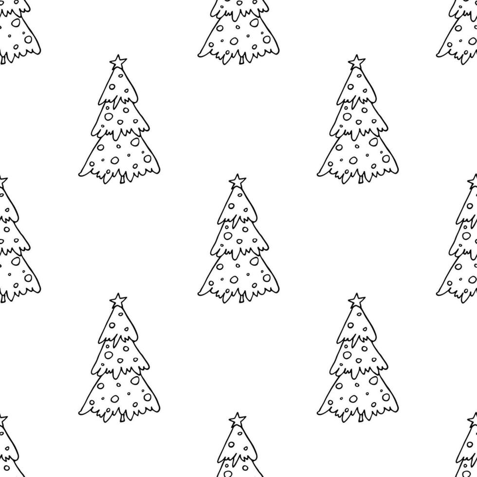 sömlös mönster med geometrisk minimal scandinavian jul träd klotter för dekorativ skriva ut, omslag papper, hälsning kort och tyg vektor