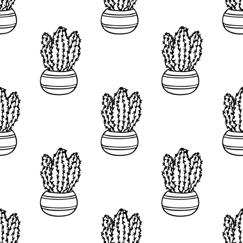 sömlös mönster med kaktus klotter för dekorativ skriva ut, omslag papper, hälsning kort och tyg vektor