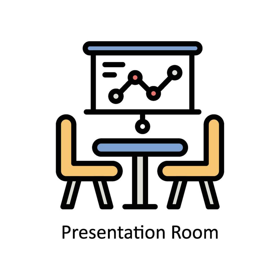 Präsentation Zimmer Vektor gefüllt Gliederung Symbol Design Illustration. Geschäft und Verwaltung Symbol auf Weiß Hintergrund eps 10 Datei