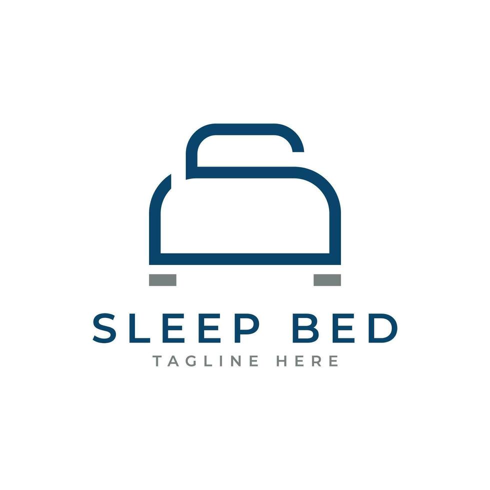 Schlaf Bett Logo Design modern minimal Konzept vektor