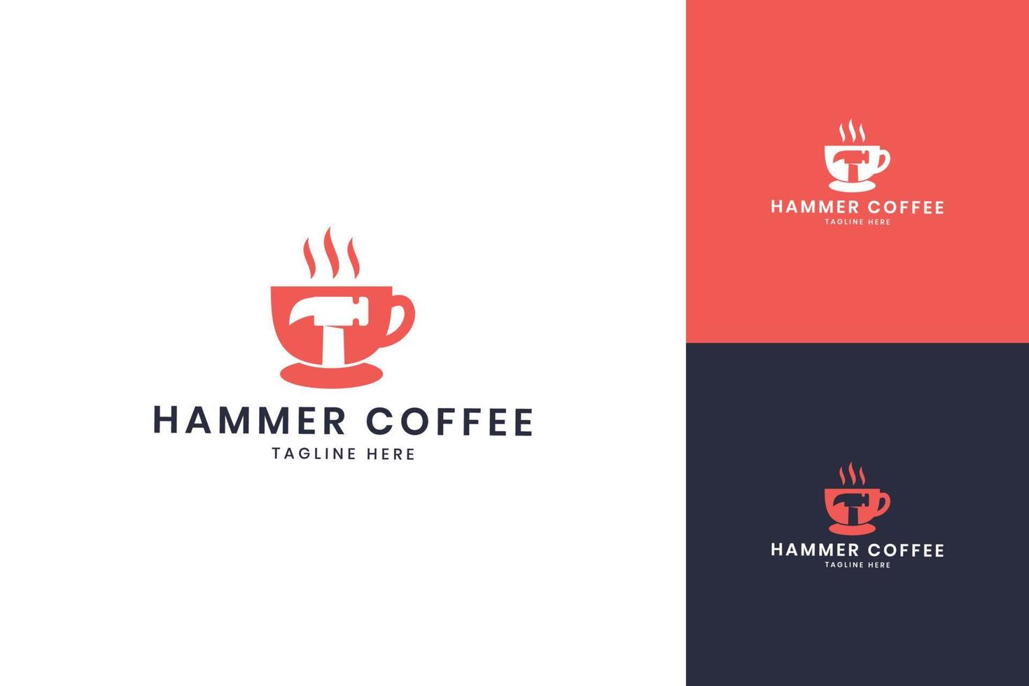 Hammer Kaffee Negativraum-Logo-Design vektor