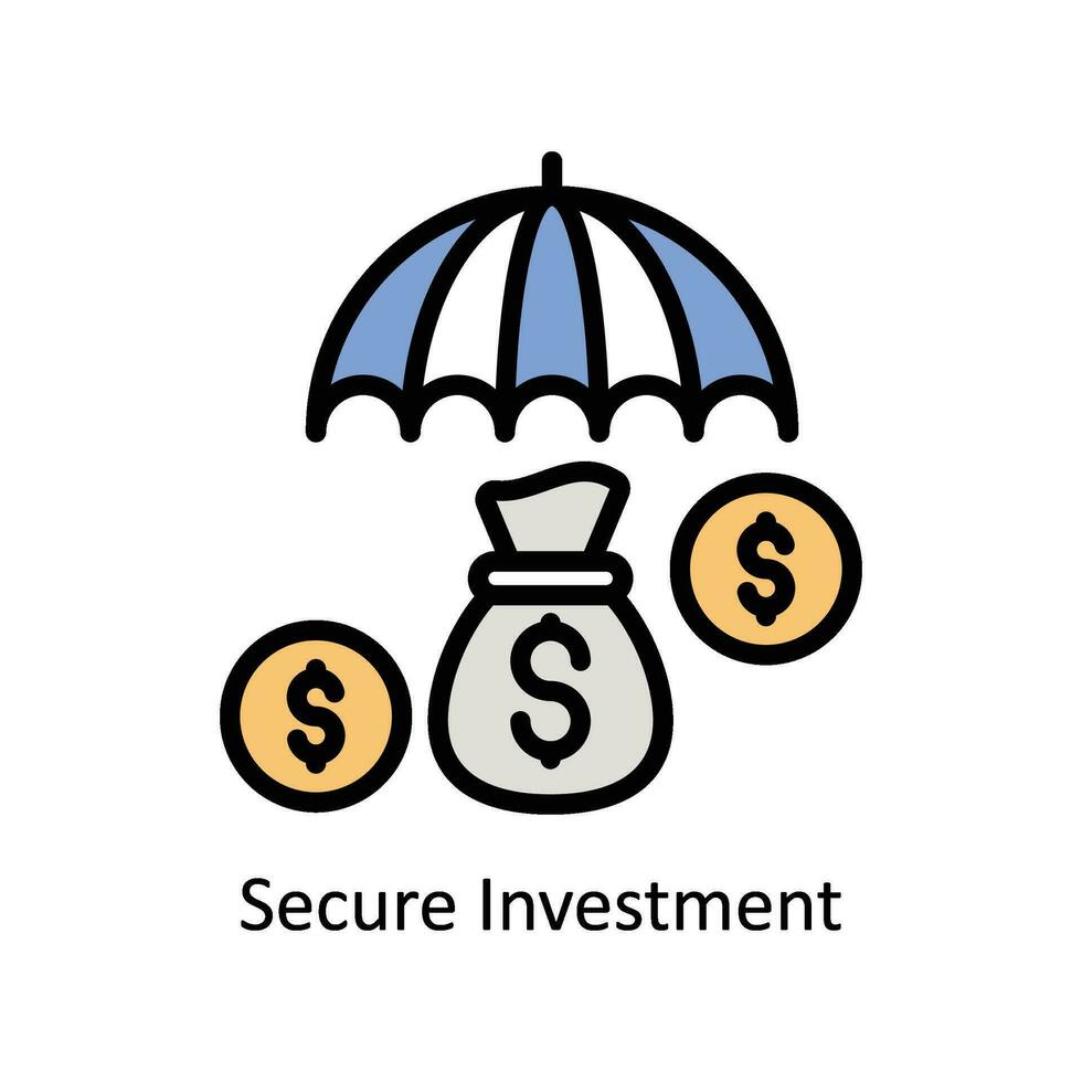 säkra investering vektor fylld översikt ikon design illustration. företag och förvaltning symbol på vit bakgrund eps 10 fil