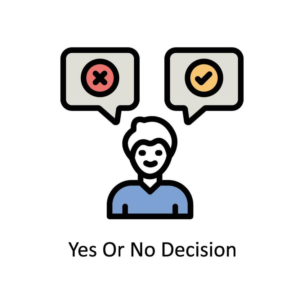 ja eller Nej beslut vektor fylld översikt ikon design illustration. företag och förvaltning symbol på vit bakgrund eps 10 fil